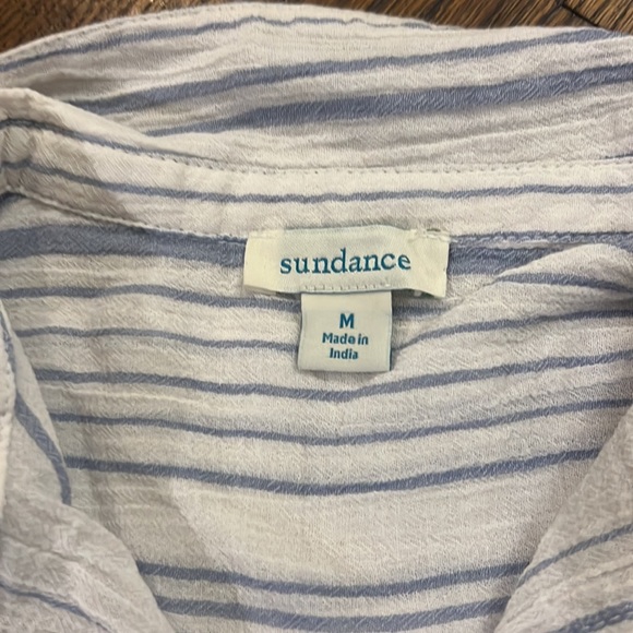 Sundance Blue White Striped Button Up cotton shirt size M - Picture 3 of 9